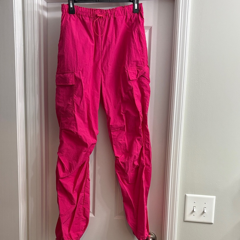 Love Tree Bright Pink Parachute Cargo Pants